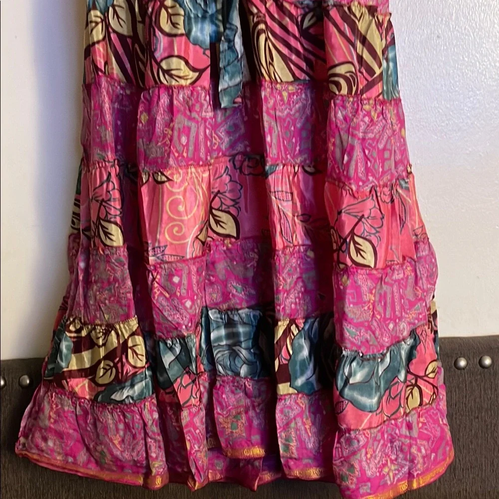 Boho Chic Pink and Red Halter Maxi Sundress open back - Picture 3 of 3